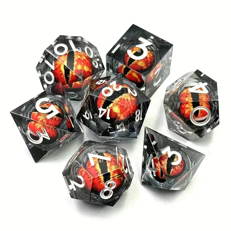 D&D Rotatable Dragon Eye Resin Dice  Set