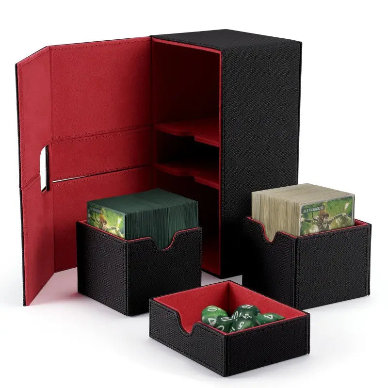 Faux Leather Double Deck Box with Dice Storage