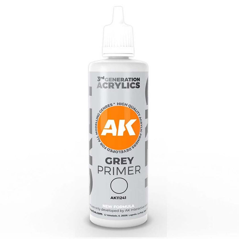 AK11241 - GREY PRIMER - AK Interactive 3 gen model paint - Ready For Airbrush 100ml Bottle
