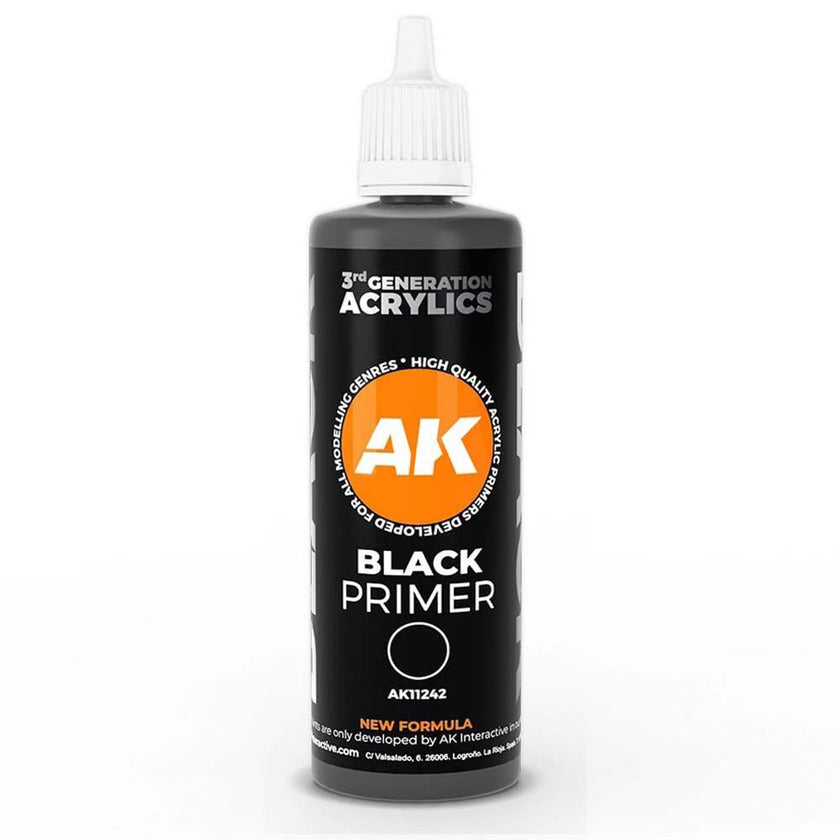 AK11242 - BLACK PRIMER - AK Interactive 3 gen model paint - Ready For Airbrush 100ml Bottle