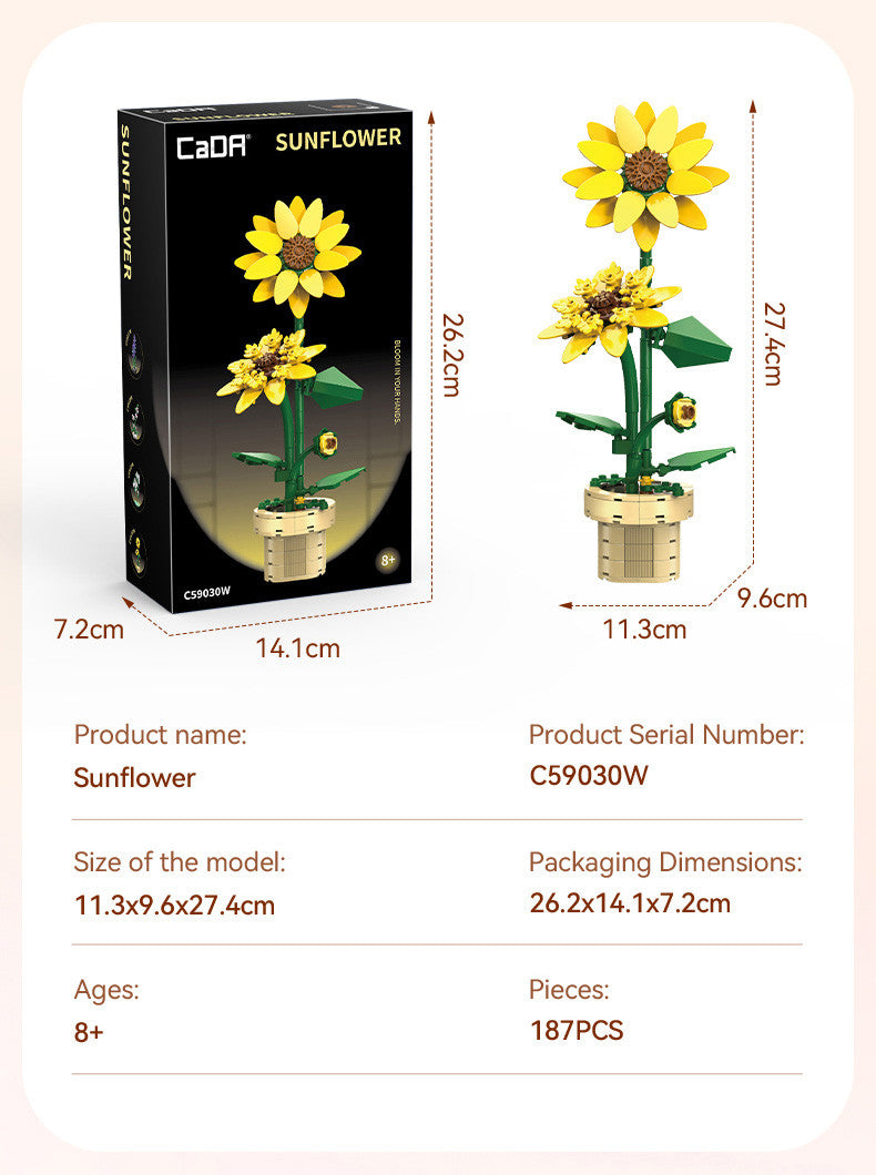 CaDA Sunflower Building Block Planter - 187 pcs