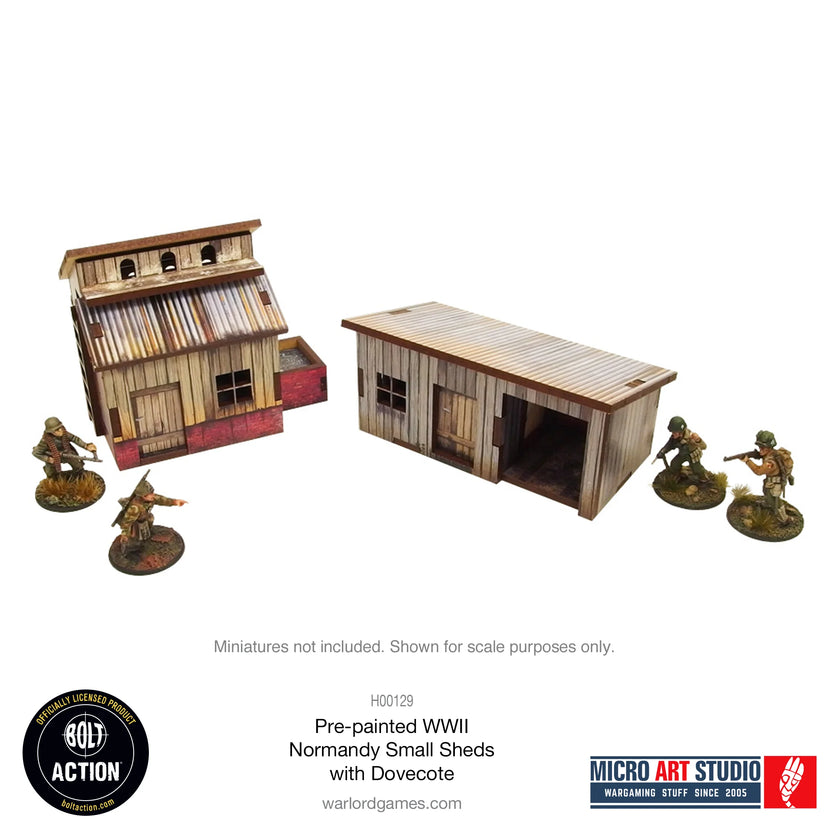 Bolt Action: Pre-painted WW2 Normandy Small Sheds with Dovecote