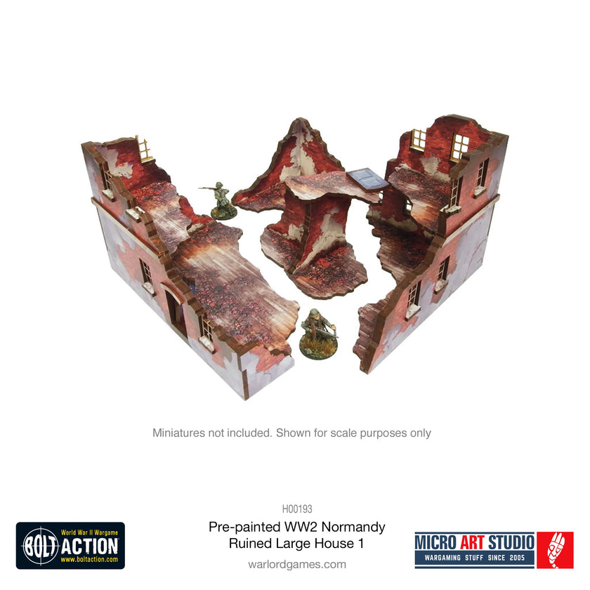 Bolt Action: Pre-Painted WW2 Normandy Ruined Large House 1