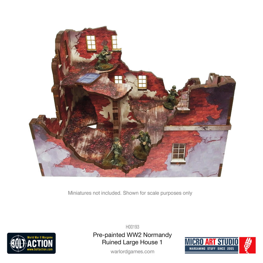 Bolt Action: Pre-Painted WW2 Normandy Ruined Large House 1