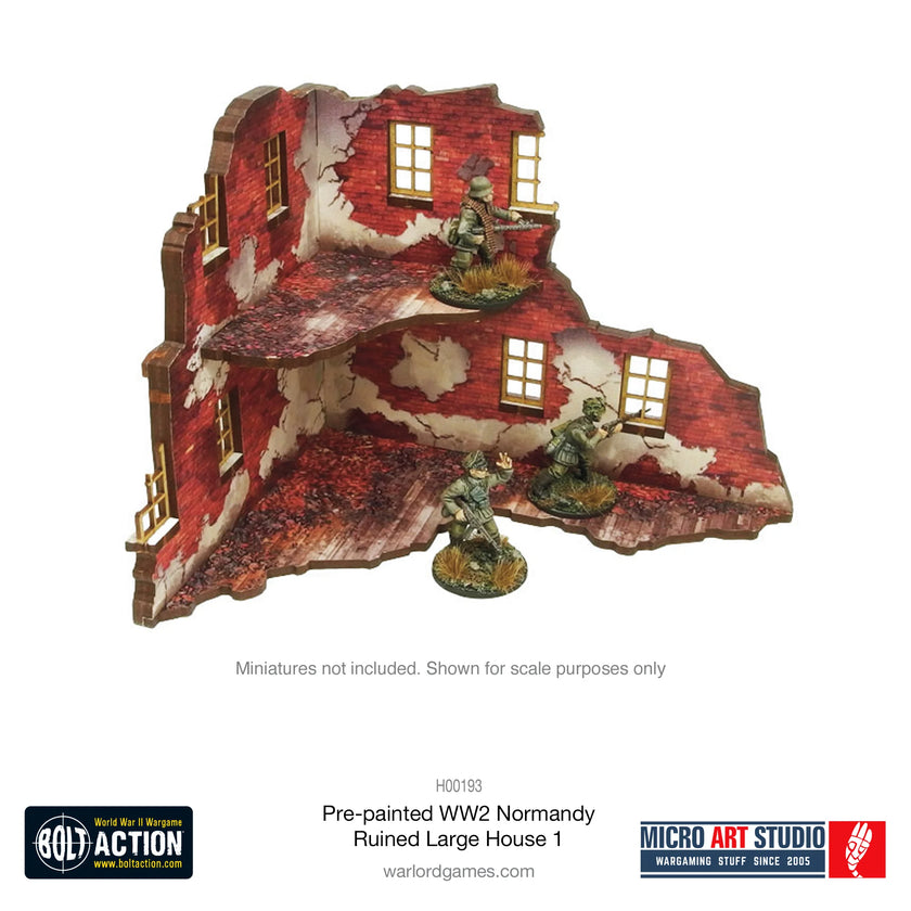 Bolt Action: Pre-Painted WW2 Normandy Ruined Large House 1
