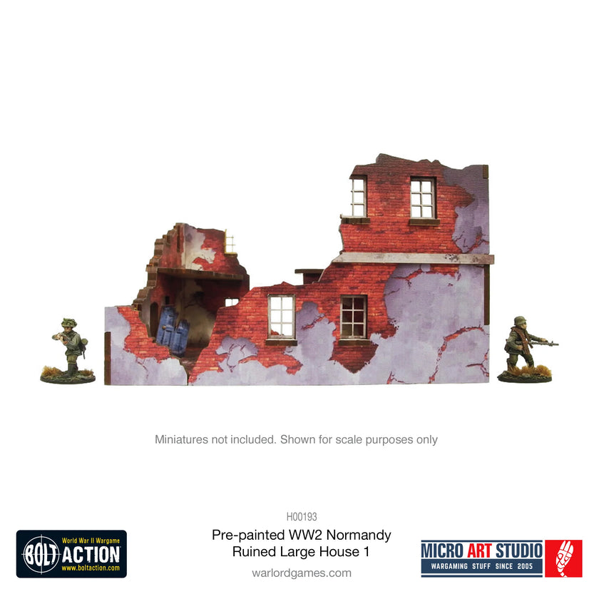 Bolt Action: Pre-Painted WW2 Normandy Ruined Large House 1