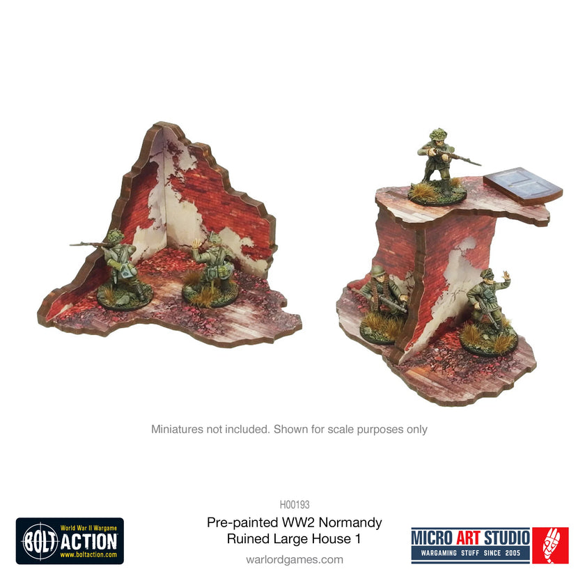Bolt Action: Pre-Painted WW2 Normandy Ruined Large House 1