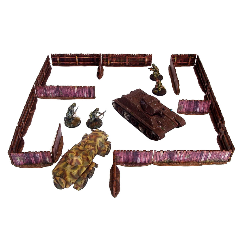 Bolt Action: Pre-Painted WW2 Ostfront Village Low Fence