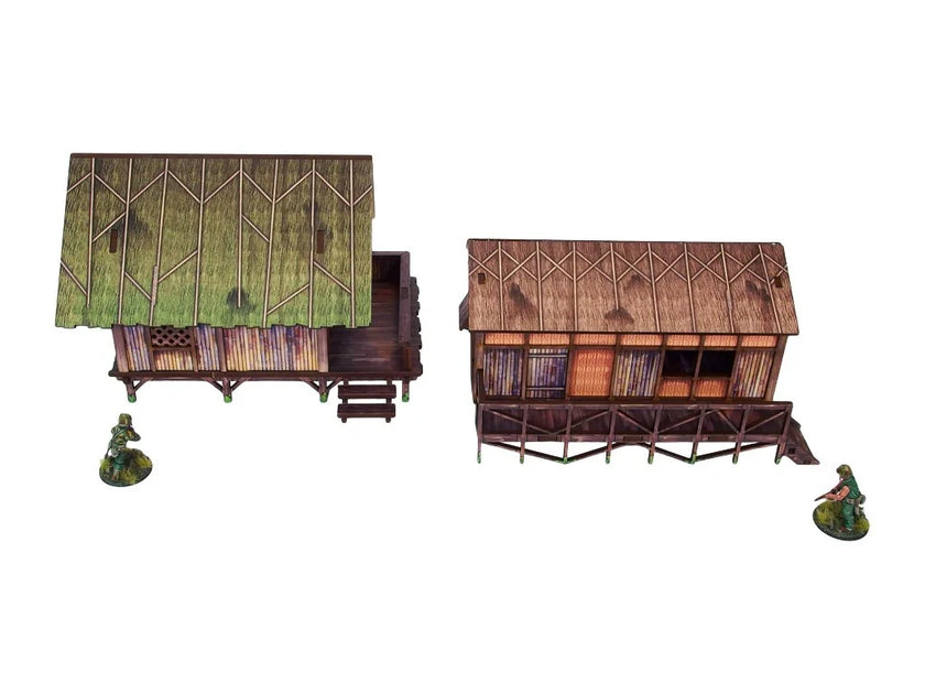 Bolt Action: Pre-Painted WW2 Pacific Jungle Huts (2)