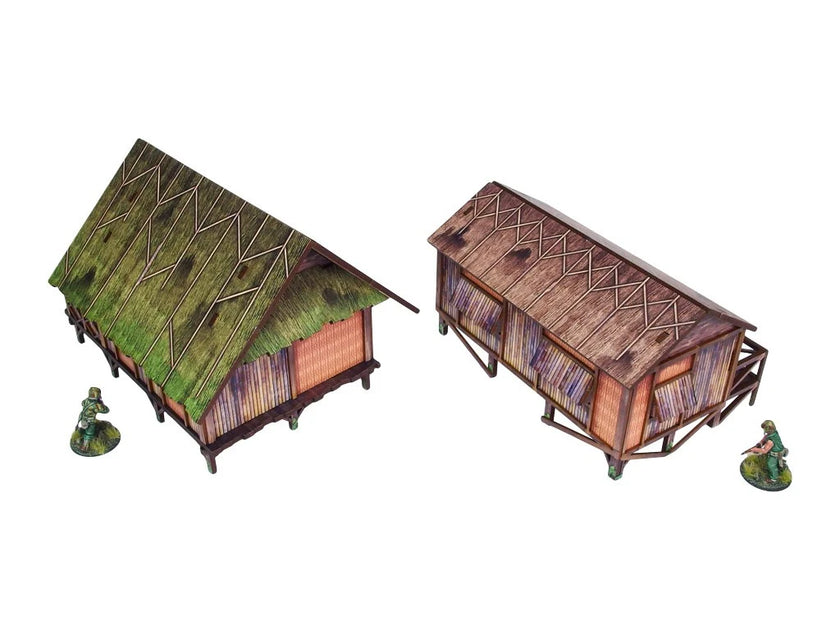 Bolt Action: Pre-Painted WW2 Pacific Jungle Huts (2)