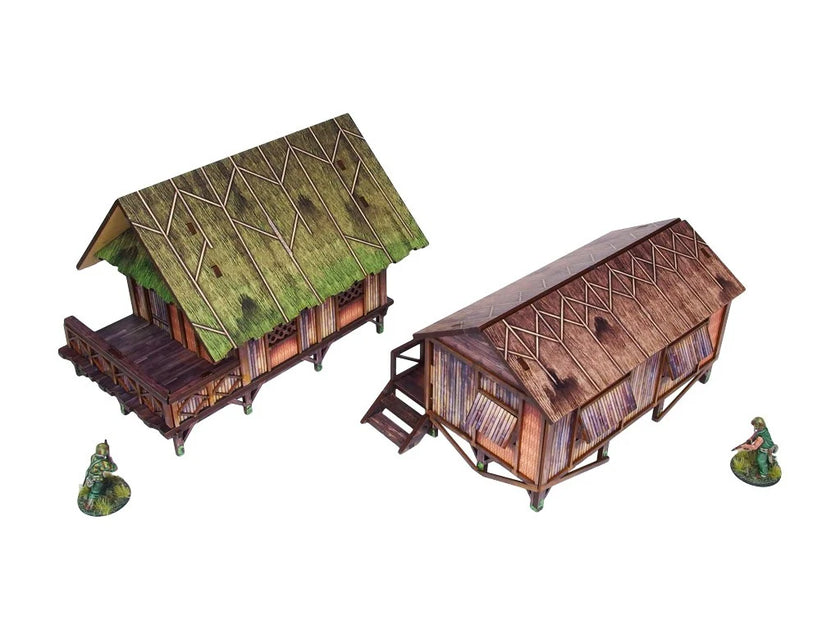Bolt Action: Pre-Painted WW2 Pacific Jungle Huts (2)