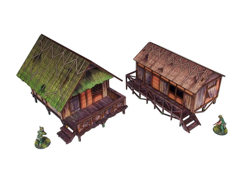 Bolt Action: Pre-Painted WW2 Pacific Jungle Huts (2)