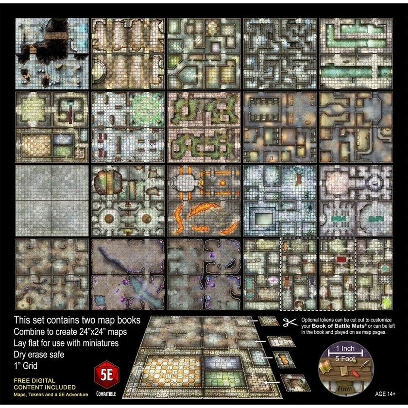 The Dungeon Reignited Set of 2 Book of Battle Mats