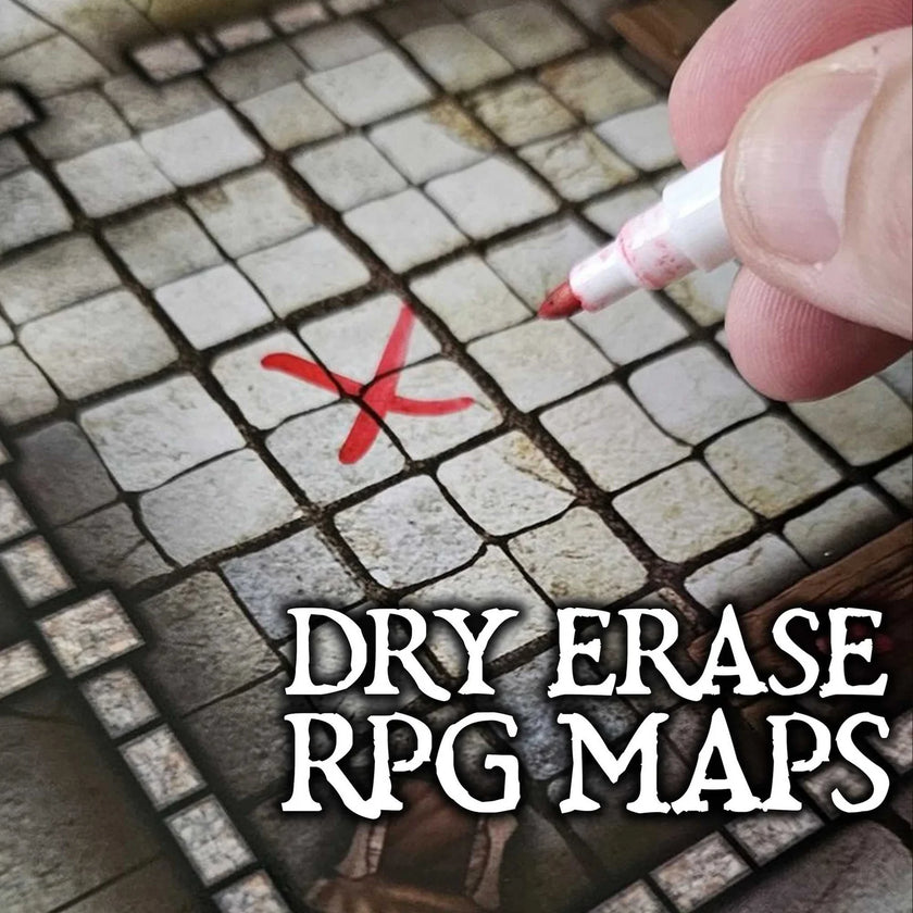 Essential RPG Battle Maps - Dungeon Set. 6 Wet/Dry Erase Battle Maps with 1 inch grid