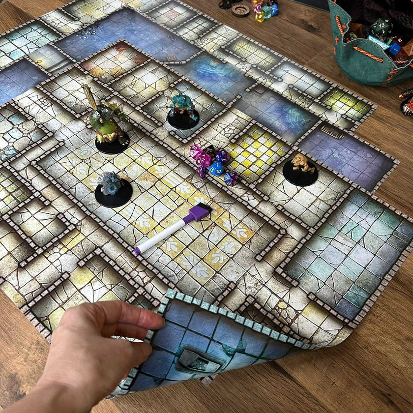 Essential RPG Battle Maps - Dungeon Set. 6 Wet/Dry Erase Battle Maps with 1 inch grid