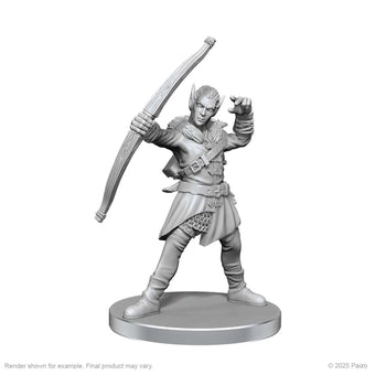 Pathfinder Deep Cuts Unpainted Miniatures: Elf Hunter & Catfolk Bandit