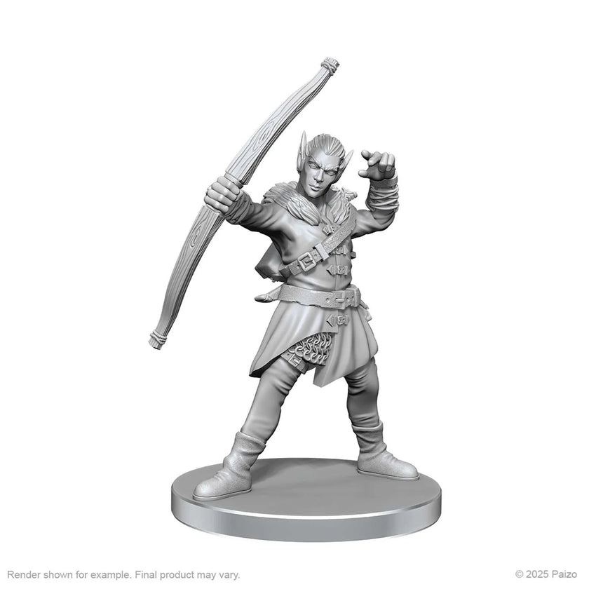 Pathfinder Deep Cuts Unpainted Miniatures: Elf Hunter & Catfolk Bandit