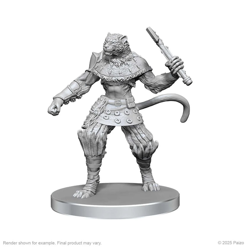 Pathfinder Deep Cuts Unpainted Miniatures: Elf Hunter & Catfolk Bandit