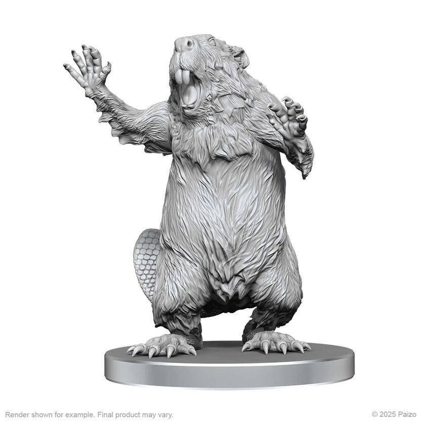 Pathfinder Deep Cuts Unpainted Miniatures: Boggard Scout & Castoroides