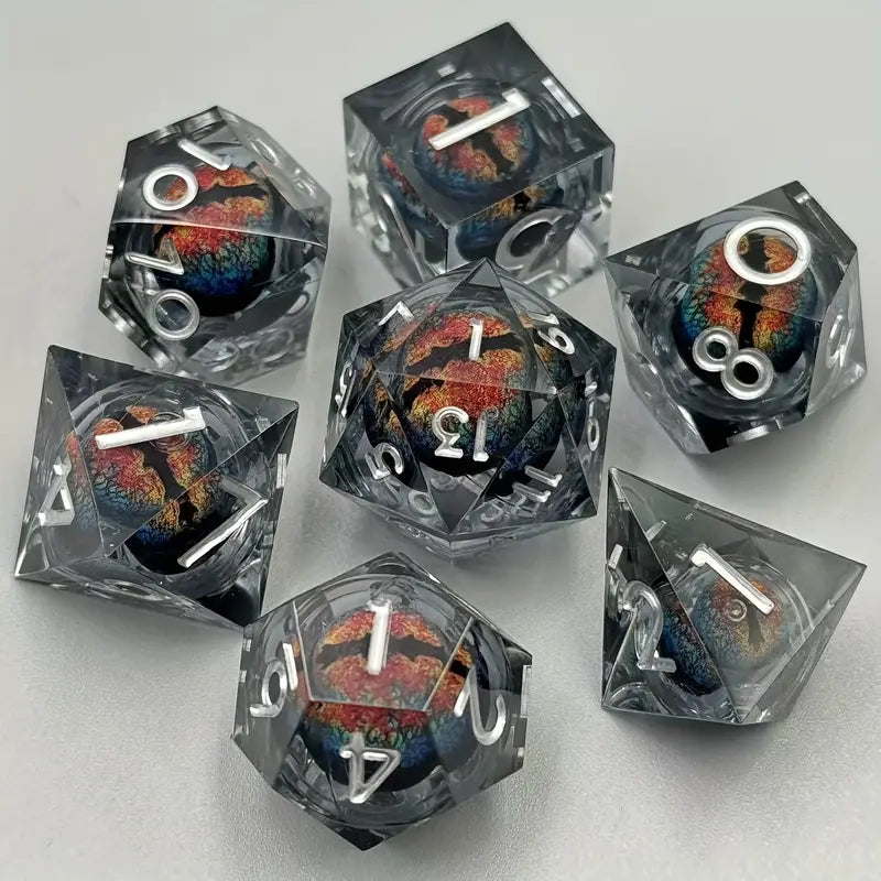 D&D Rotatable Dragon Eye Resin Dice  Set