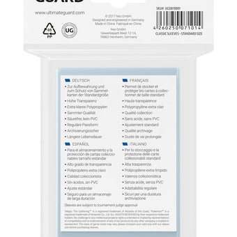 Ultimate Guard Classic Sleeves Standard Size (100)